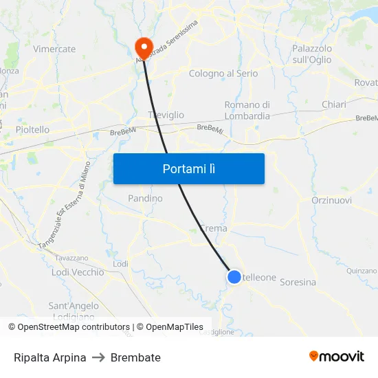 Ripalta Arpina to Brembate map