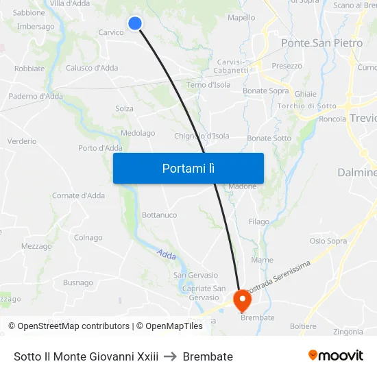 Sotto Il Monte Giovanni Xxiii to Brembate map