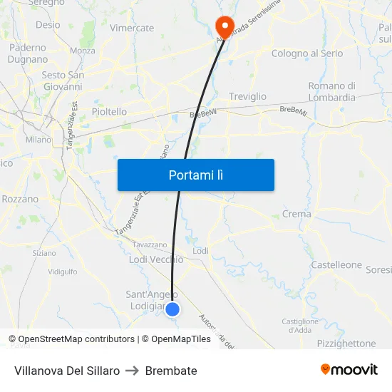 Villanova Del Sillaro to Brembate map