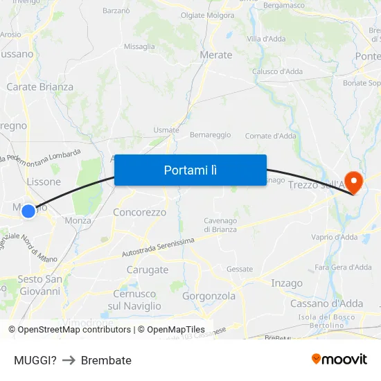 MUGGI? to Brembate map