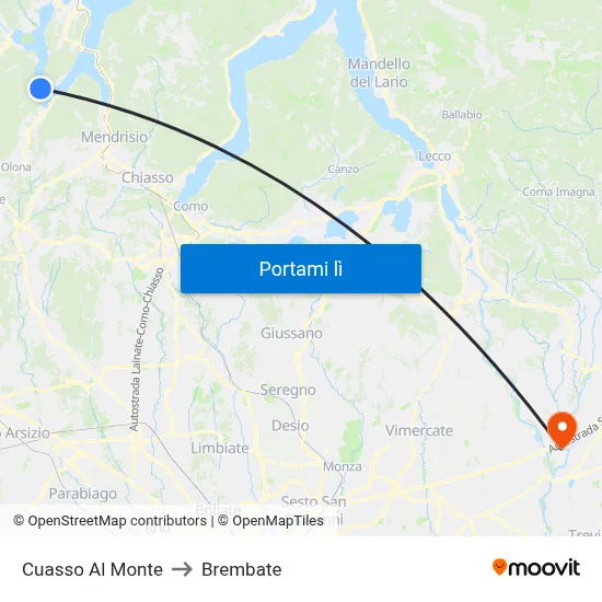 Cuasso Al Monte to Brembate map
