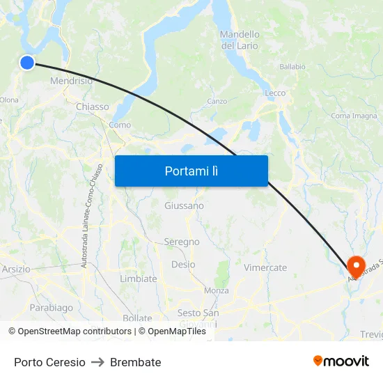 Porto Ceresio to Brembate map