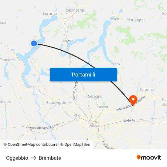 Oggebbio to Brembate map