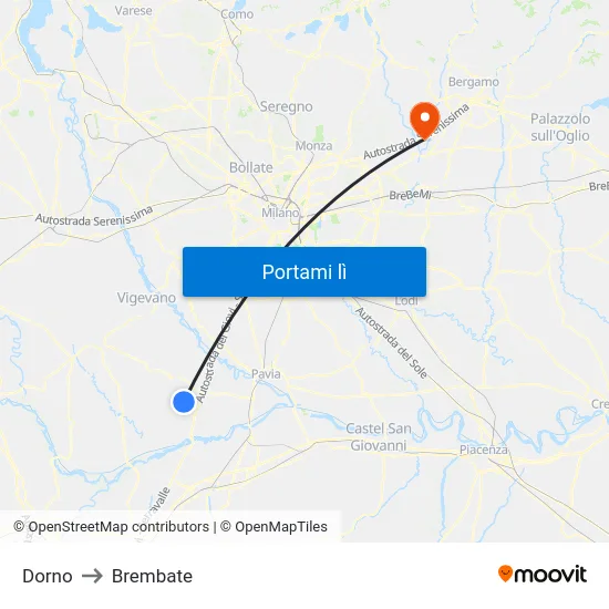 Dorno to Brembate map