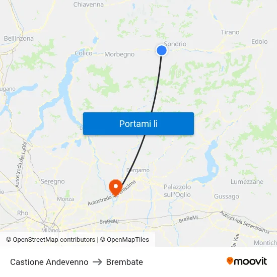 Castione Andevenno to Brembate map
