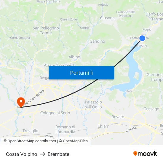 Costa Volpino to Brembate map