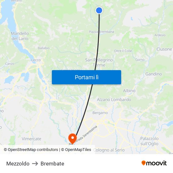 Mezzoldo to Brembate map