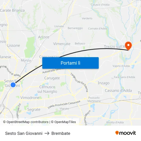 Sesto San Giovanni to Brembate map