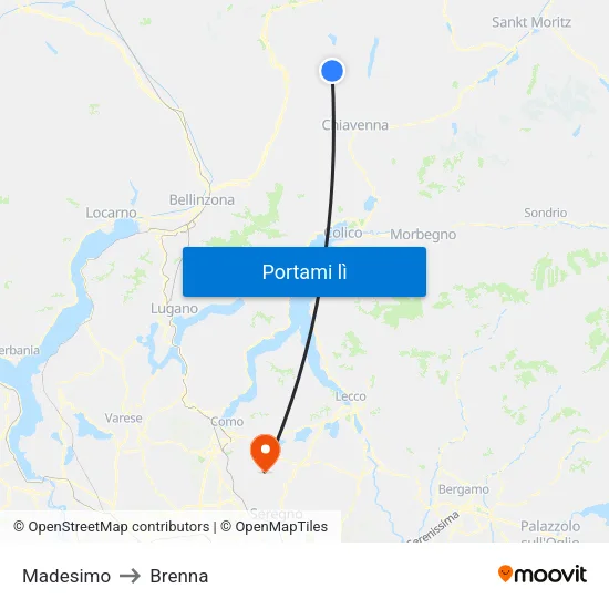 Madesimo to Brenna map