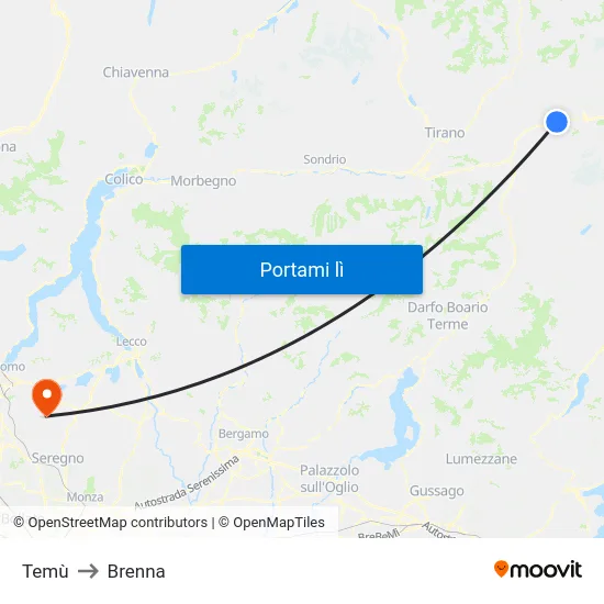 Temù to Brenna map