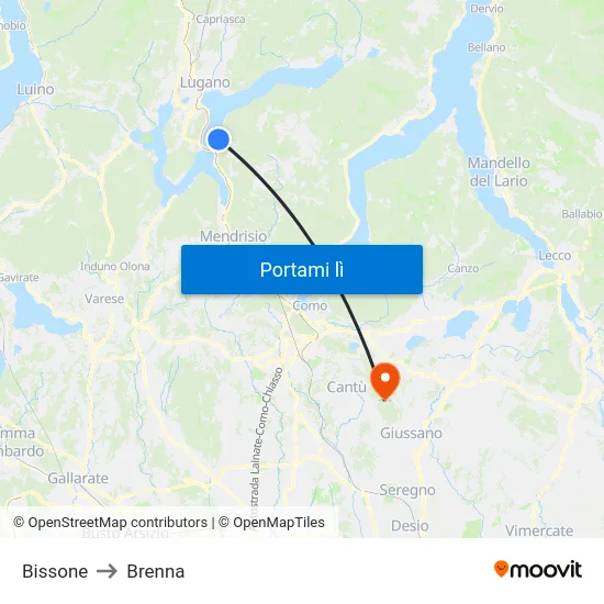 Bissone to Brenna map