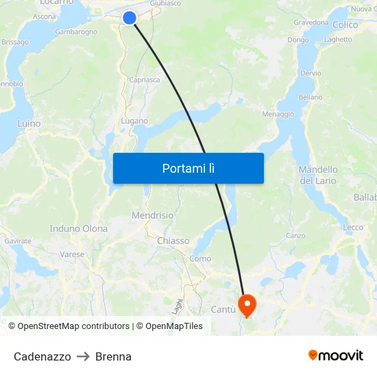 Cadenazzo to Brenna map