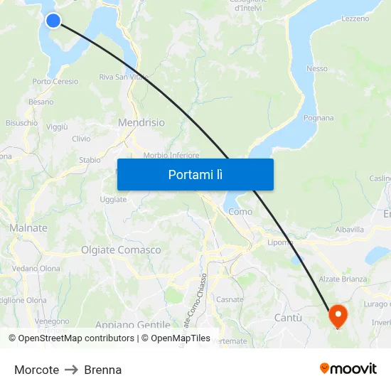 Morcote to Brenna map