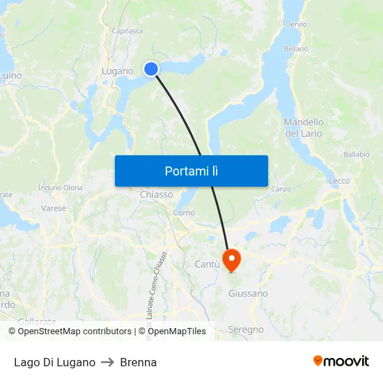 Lago Di Lugano to Brenna map