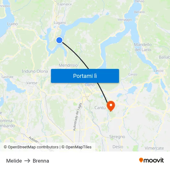 Melide to Brenna map