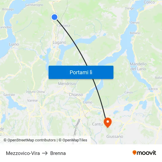 Mezzovico-Vira to Brenna map