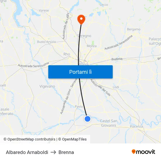 Albaredo Arnaboldi to Brenna map