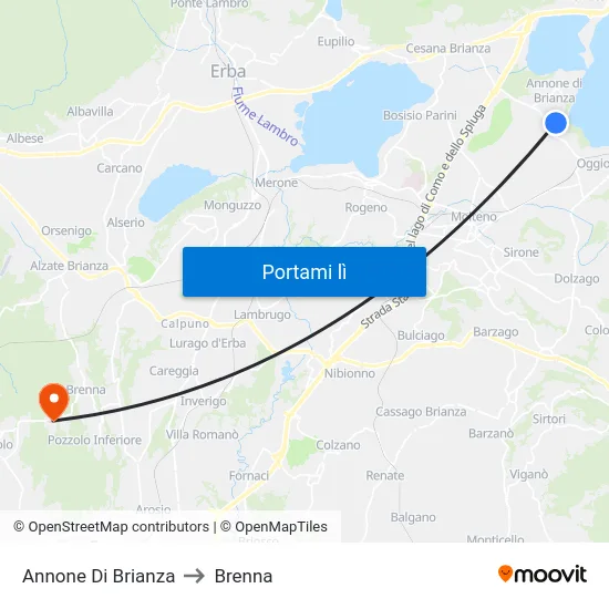 Annone Di Brianza to Brenna map
