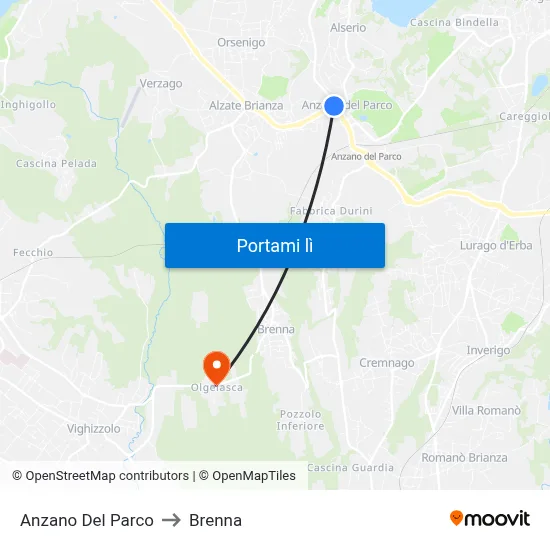 Anzano Del Parco to Brenna map