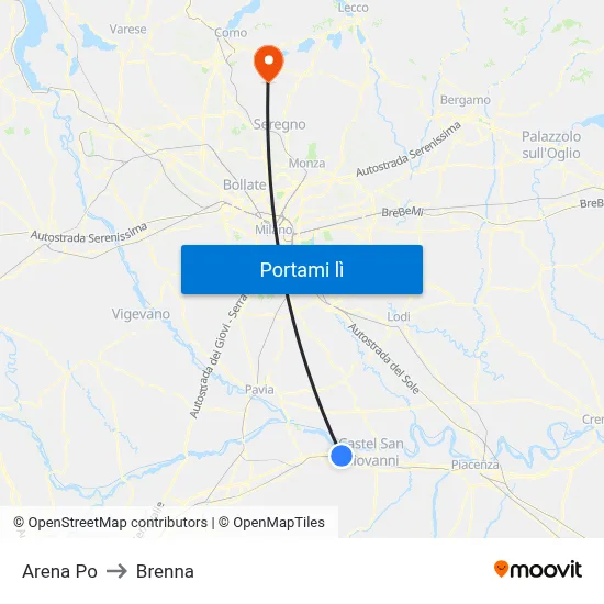Arena Po to Brenna map
