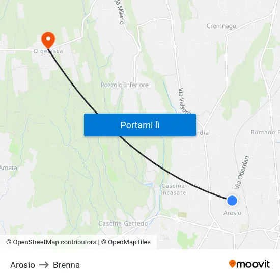 Arosio to Brenna map