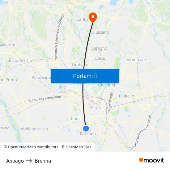 Assago to Brenna map