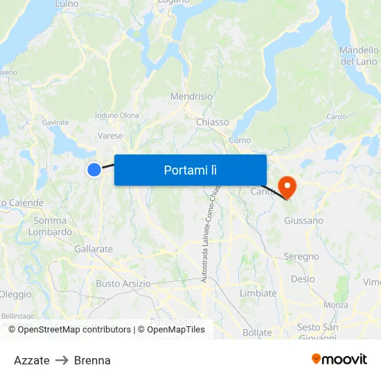 Azzate to Brenna map