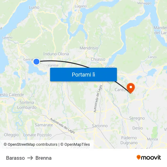 Barasso to Brenna map