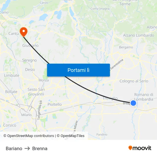 Bariano to Brenna map