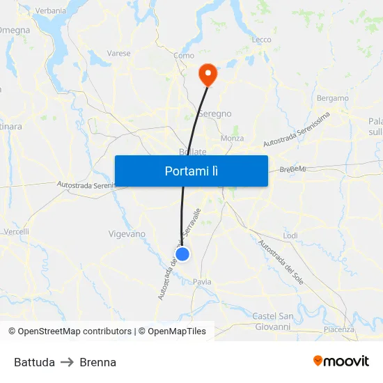 Battuda to Brenna map