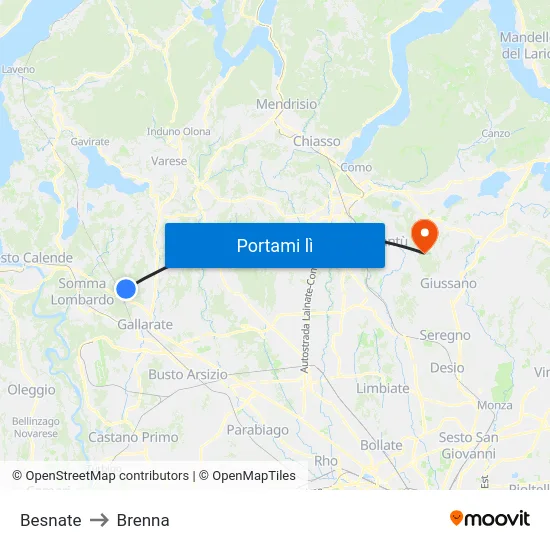 Besnate to Brenna map