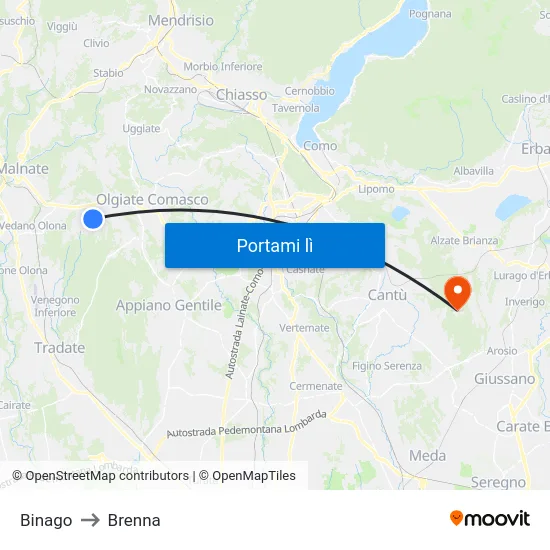 Binago to Brenna map