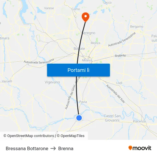 Bressana Bottarone to Brenna map