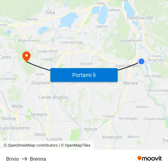Brivio to Brenna map