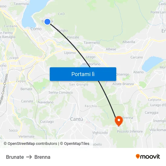 Brunate to Brenna map