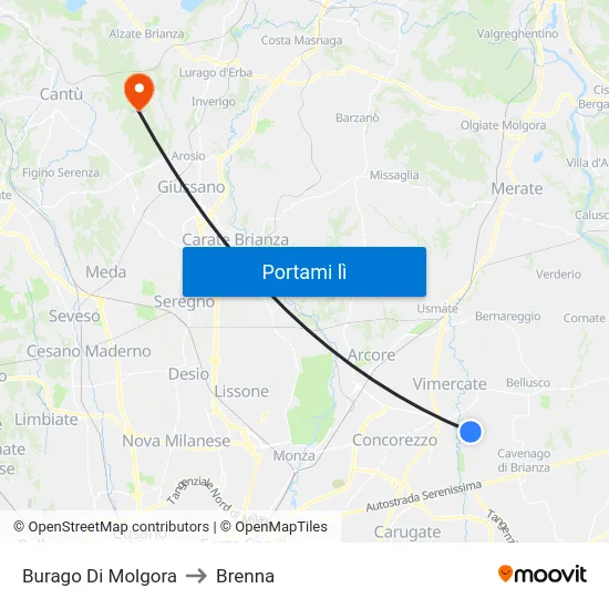 Burago Di Molgora to Brenna map