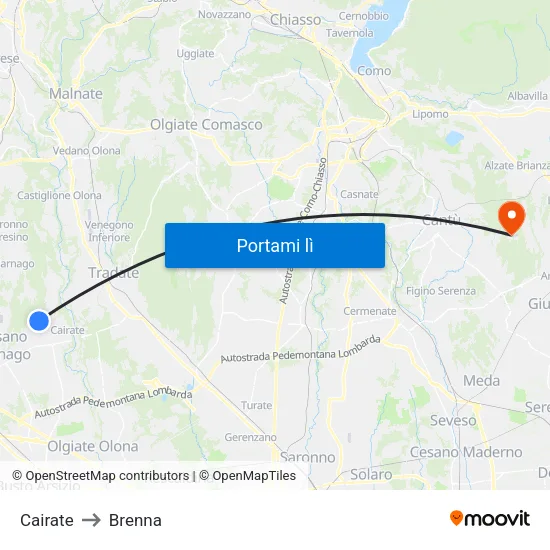 Cairate to Brenna map