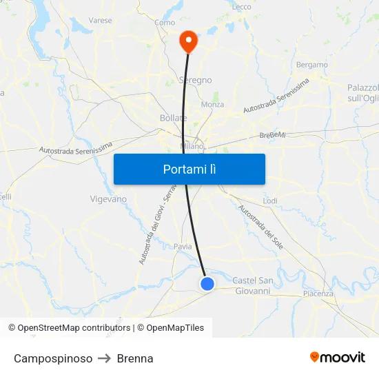 Campospinoso to Brenna map
