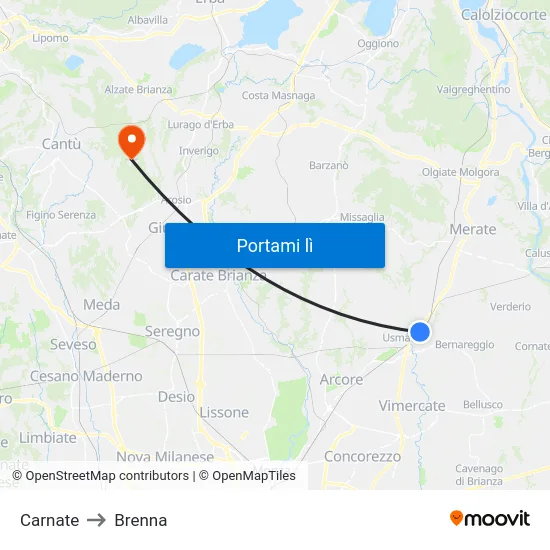 Carnate to Brenna map