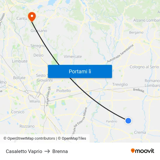 Casaletto Vaprio to Brenna map