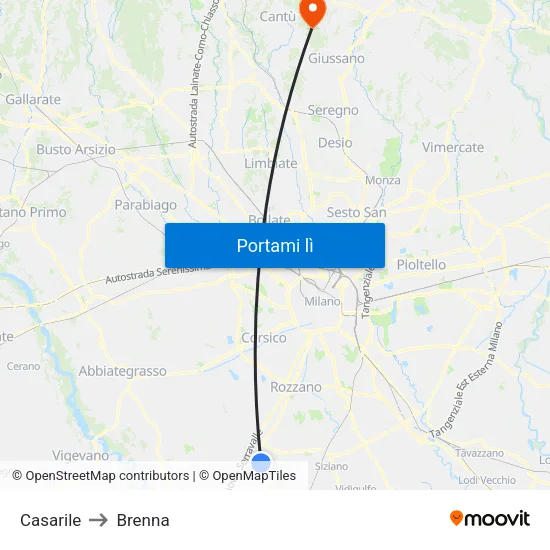 Casarile to Brenna map