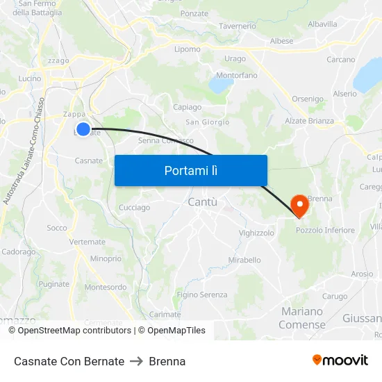 Casnate Con Bernate to Brenna map