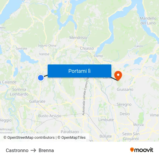 Castronno to Brenna map