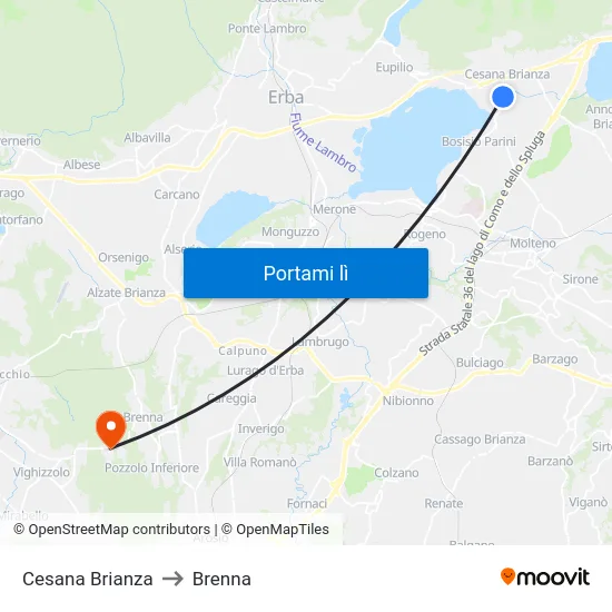 Cesana Brianza to Brenna map