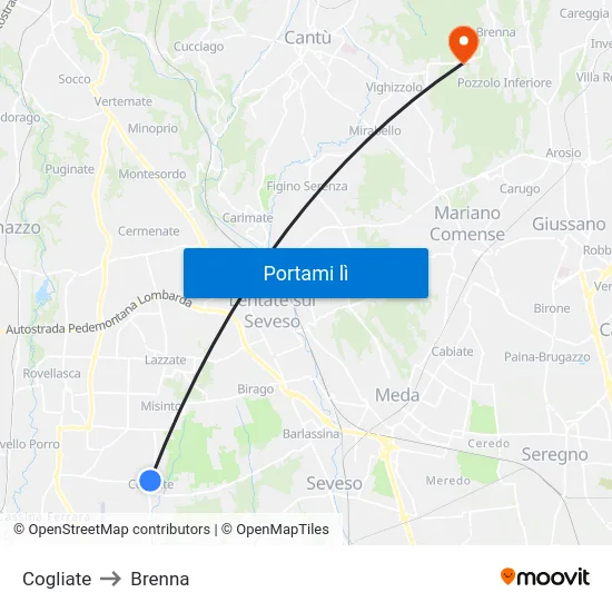 Cogliate to Brenna map