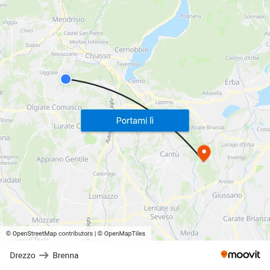Drezzo to Brenna map