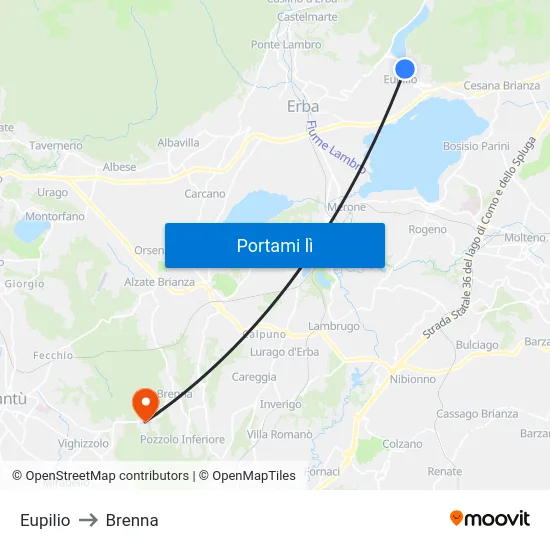 Eupilio to Brenna map
