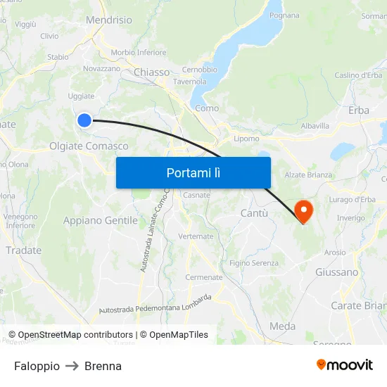 Faloppio to Brenna map
