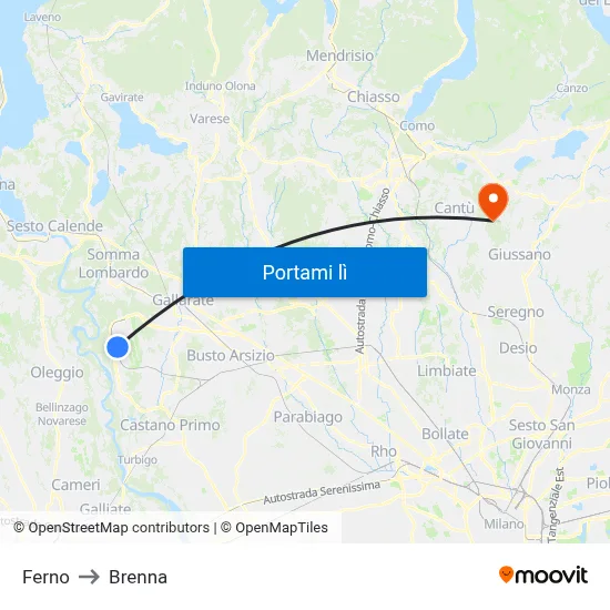 Ferno to Brenna map