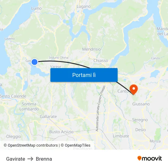 Gavirate to Brenna map
